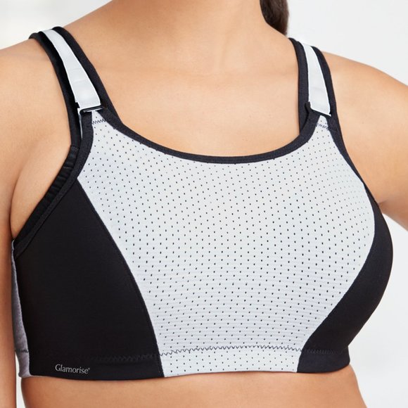 Glamorise SPORT Bra 32B (DOUBLE-LAYER) Wicking (PADDED-STRAPS) WHITE NEW - Picture 3 of 9